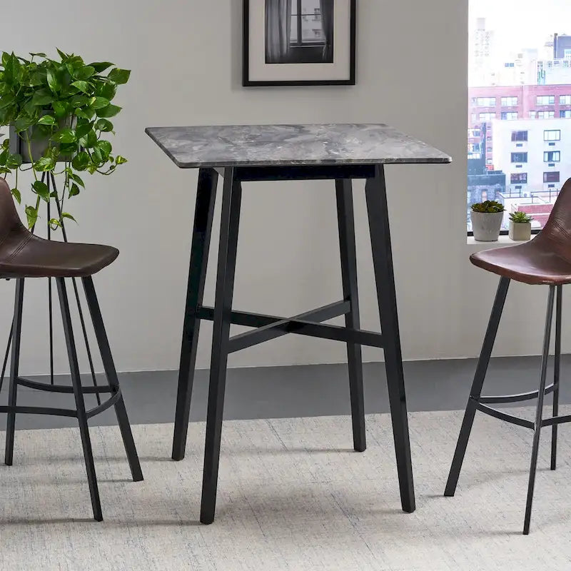 Bar Height Dining Table 42" | Walnut / Grey+Black / Cement Grey | Seats 2 | Rubberwood Legs