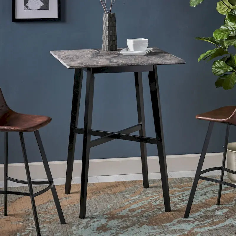 Bar Height Dining Table 42" | Walnut / Grey+Black / Cement Grey | Seats 2 | Rubberwood Legs