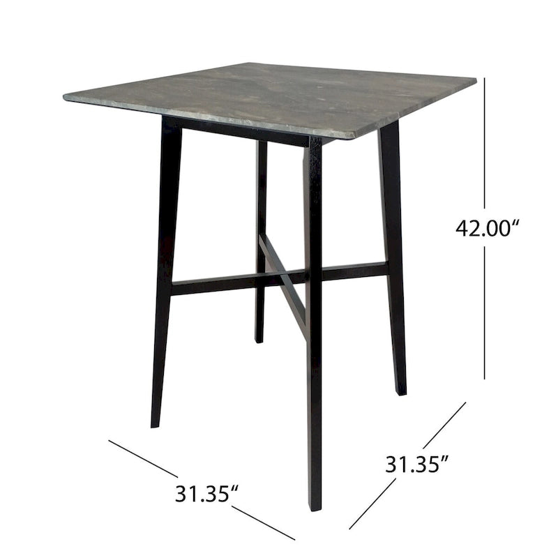 Bar Height Dining Table 42" | Walnut / Grey+Black / Cement Grey | Seats 2 | Rubberwood Legs