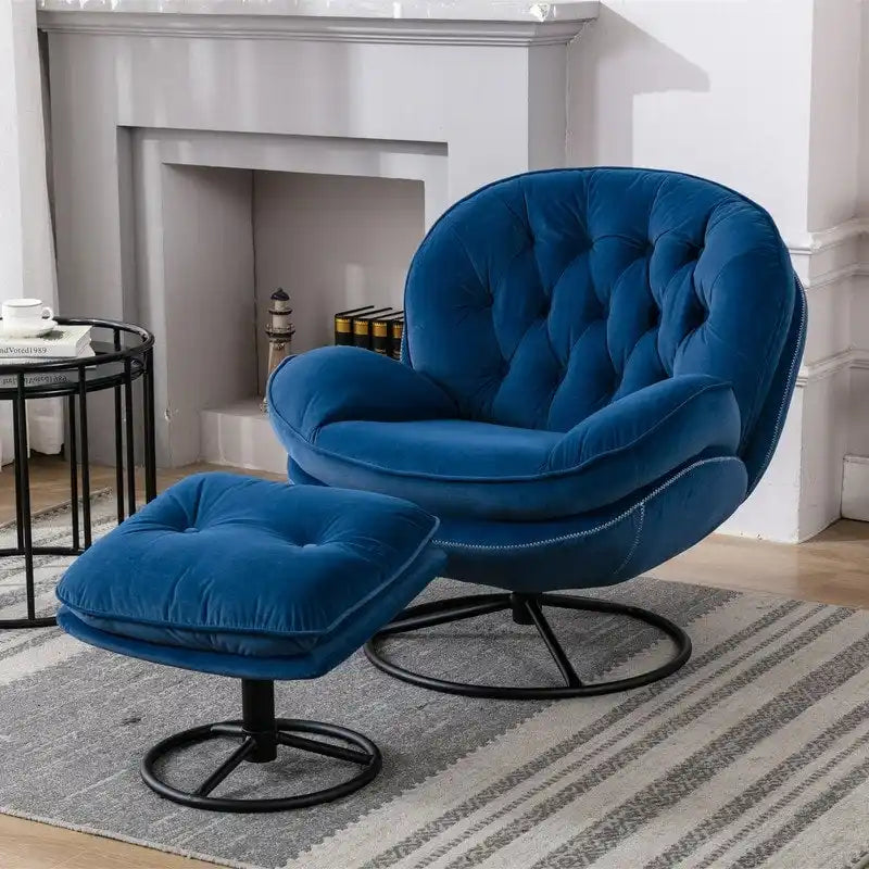 Multi-Color Velvet Accent Chair with Ottoman, Single Seat, No Armrest