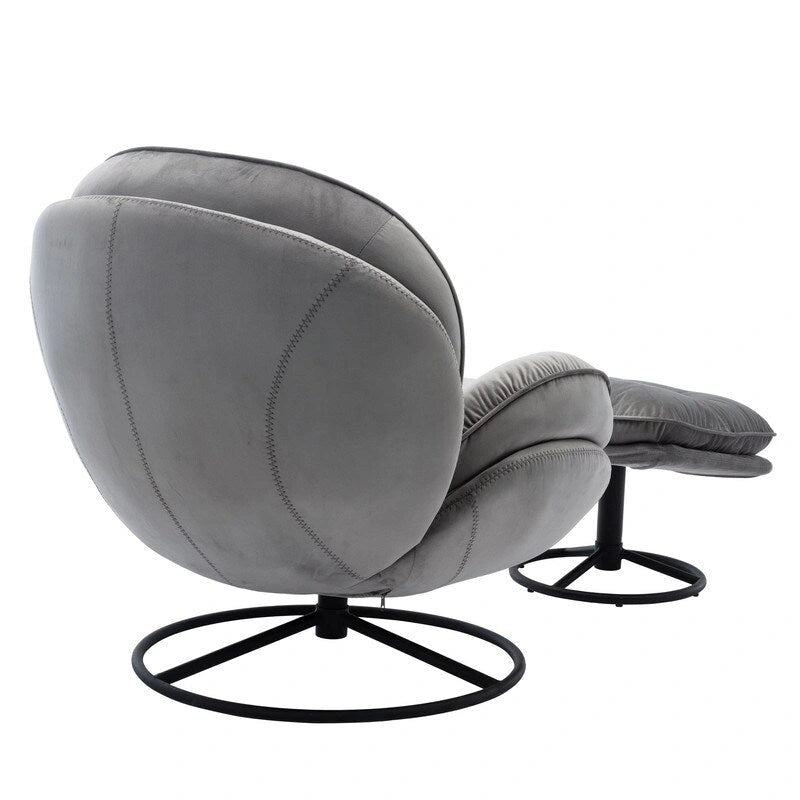 Multi-Color Velvet Accent Chair with Ottoman, Single Seat, No Armrest