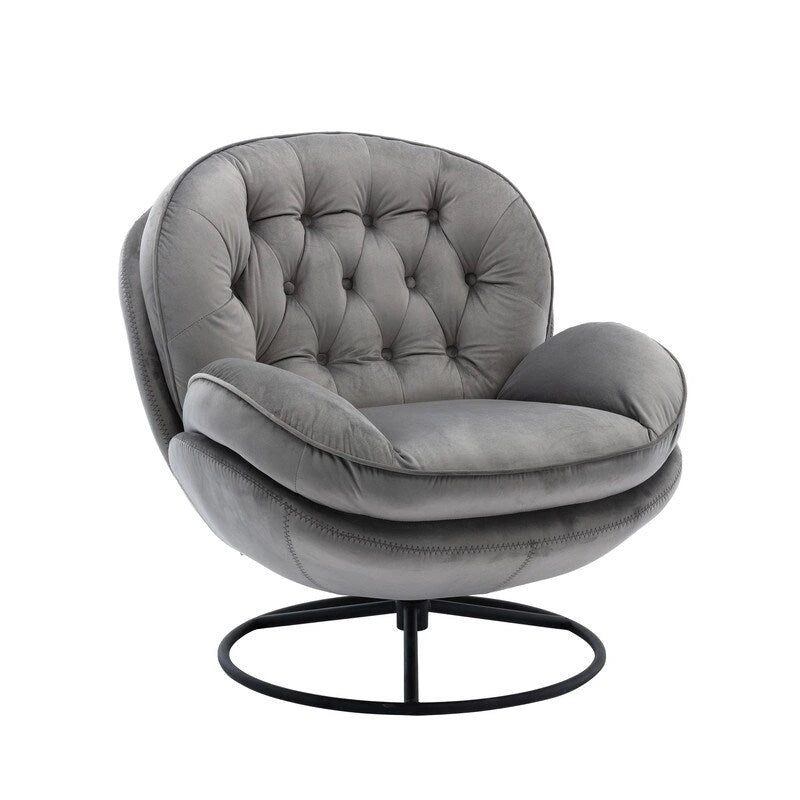 Multi-Color Velvet Accent Chair with Ottoman, Single Seat, No Armrest