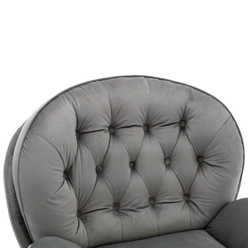 Multi-Color Velvet Accent Chair with Ottoman, Single Seat, No Armrest