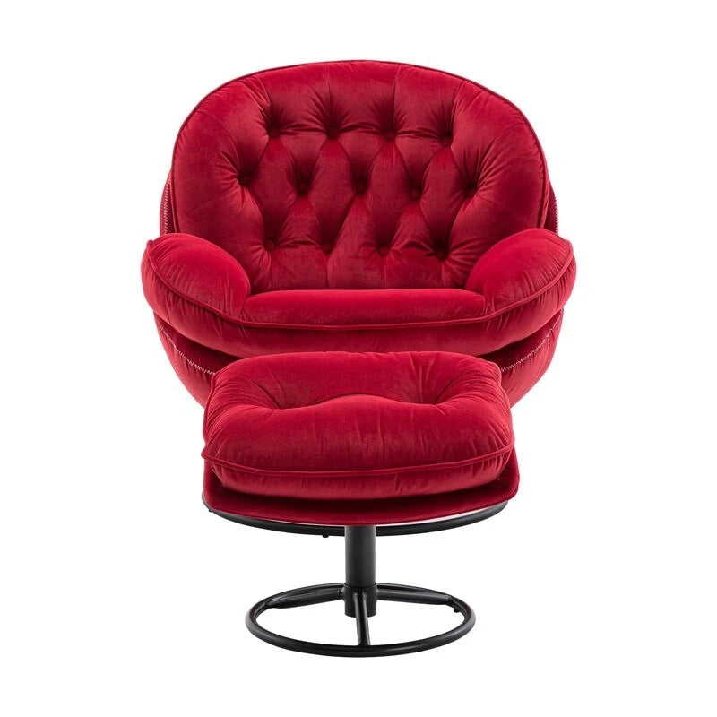 Multi-Color Velvet Accent Chair with Ottoman, Single Seat, No Armrest