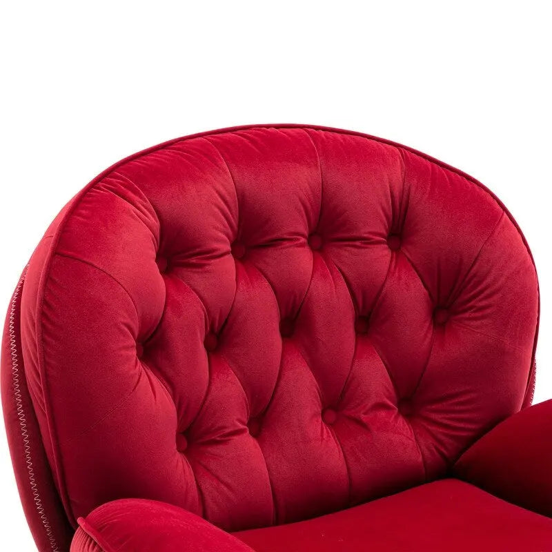 Multi-Color Velvet Accent Chair with Ottoman, Single Seat, No Armrest