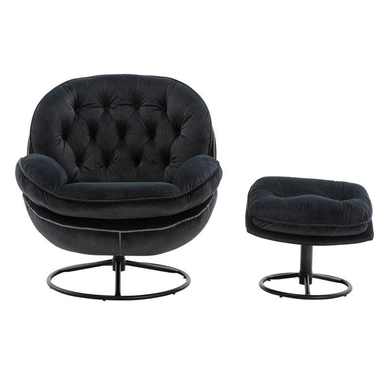 Multi-Color Velvet Accent Chair with Ottoman, Single Seat, No Armrest