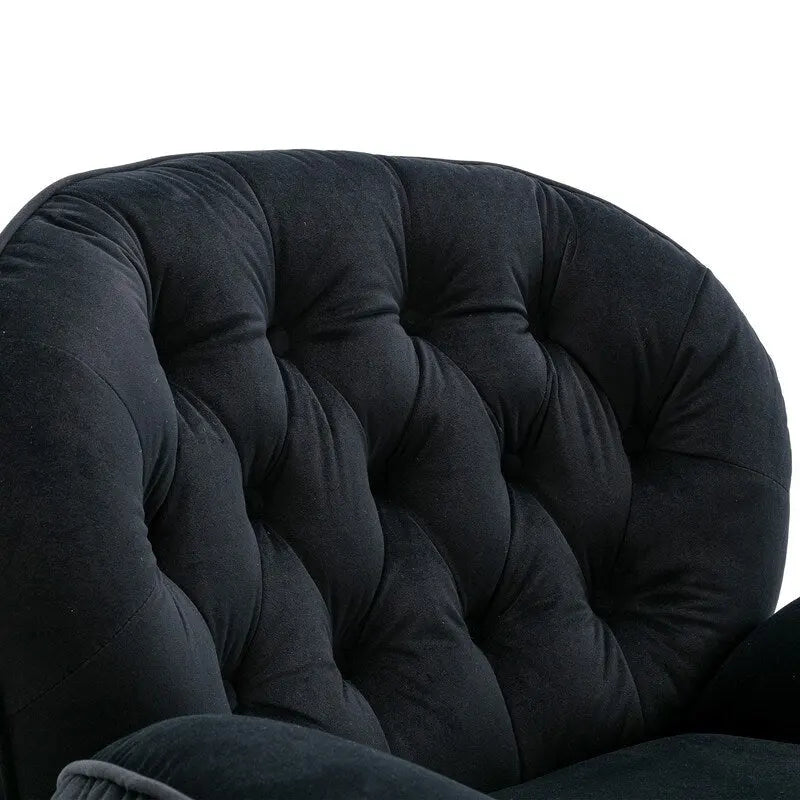 Multi-Color Velvet Accent Chair with Ottoman, Single Seat, No Armrest