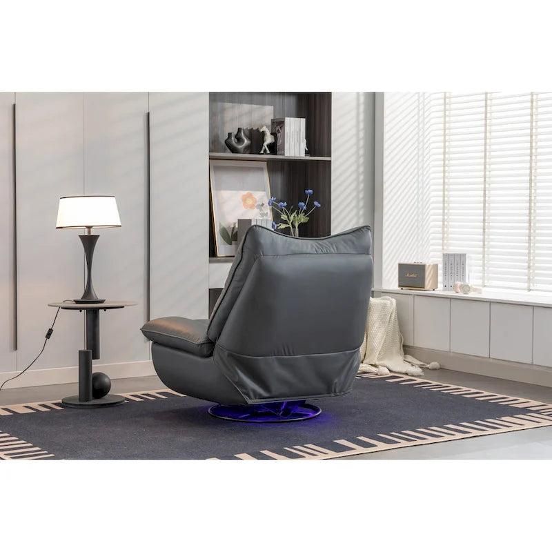 Dark Gray / Green Power Recliner Chair, 270° Swivel Glider, Single Seat