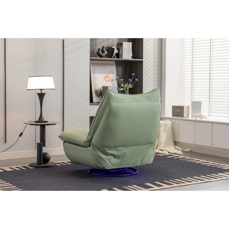 Dark Gray / Green Power Recliner Chair, 270° Swivel Glider, Single Seat