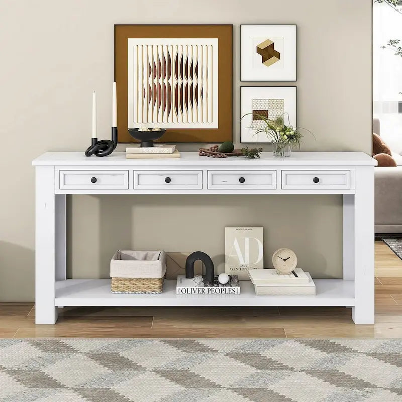 Multi-Color Vintage Console Table | 4 Drawers & 1 Shelf | Entryway & Living Room | Single Use