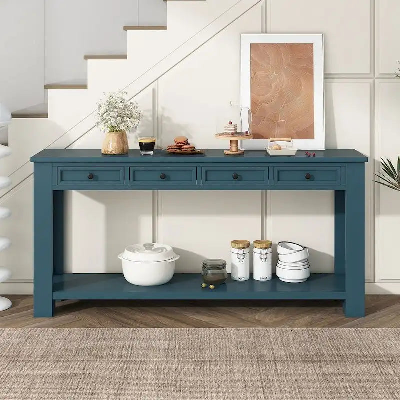 Multi-Color Vintage Console Table | 4 Drawers & 1 Shelf | Entryway & Living Room | Single Use