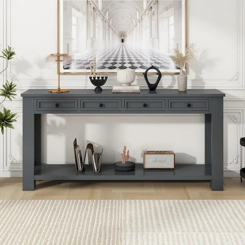 Multi-Color Vintage Console Table | 4 Drawers & 1 Shelf | Entryway & Living Room | Single Use