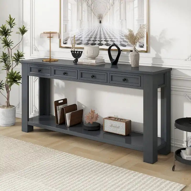 Multi-Color Vintage Console Table | 4 Drawers & 1 Shelf | Entryway & Living Room | Single Use