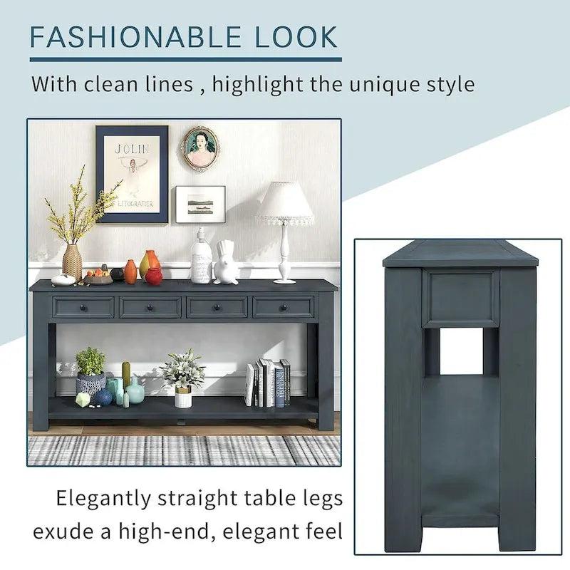 Multi-Color Vintage Console Table | 4 Drawers & 1 Shelf | Entryway & Living Room | Single Use