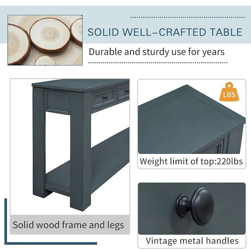 Multi-Color Vintage Console Table | 4 Drawers & 1 Shelf | Entryway & Living Room | Single Use