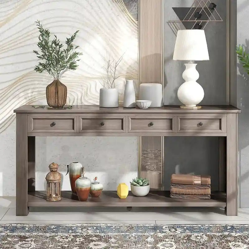 Multi-Color Vintage Console Table | 4 Drawers & 1 Shelf | Entryway & Living Room | Single Use