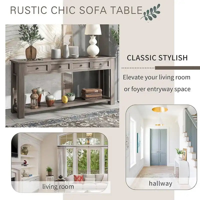 Multi-Color Vintage Console Table | 4 Drawers & 1 Shelf | Entryway & Living Room | Single Use