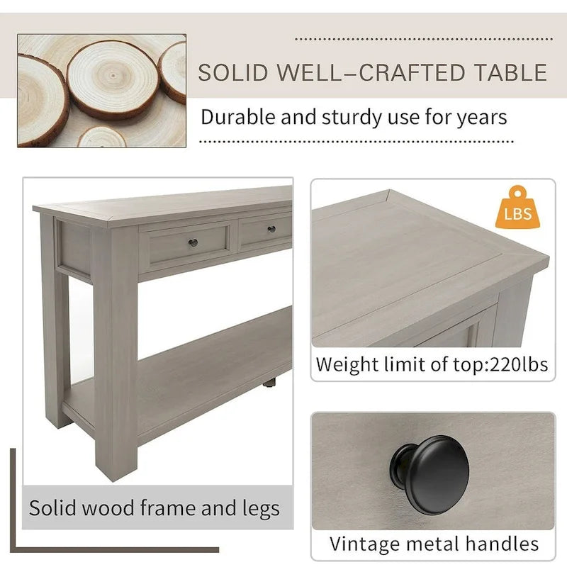 Multi-Color Vintage Console Table | 4 Drawers & 1 Shelf | Entryway & Living Room | Single Use