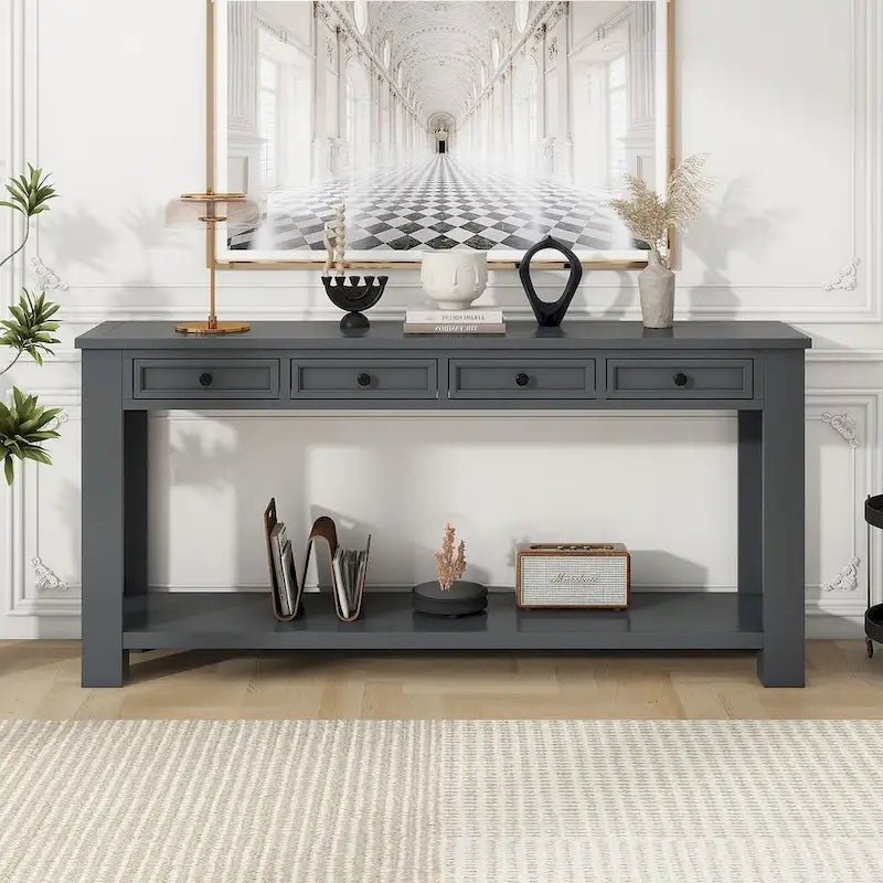 Multi-Color Vintage Console Table | 4 Drawers & 1 Shelf | Entryway & Living Room | Single Use