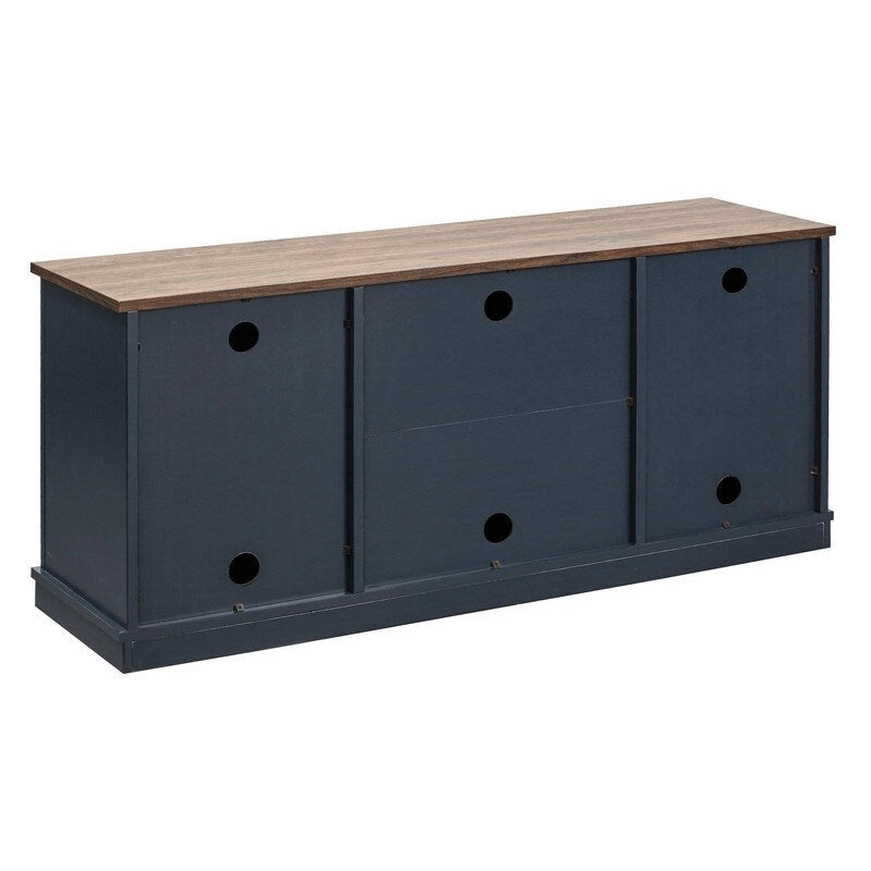 54" Farmhouse TV Stand, Navy / Off White, Fits TVs up to 65", 2-Person Assembly