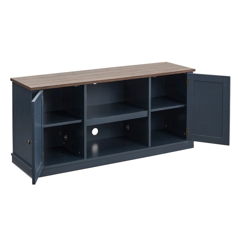 54" Farmhouse TV Stand, Navy / Off White, Fits TVs up to 65", 2-Person Assembly
