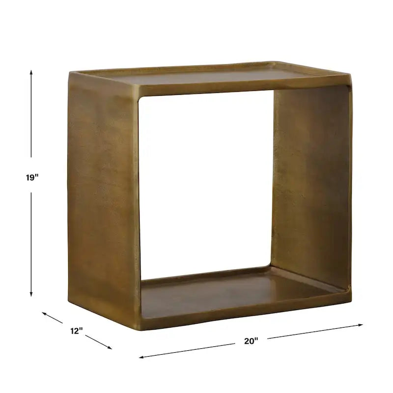 Antique Brass Aluminum Side Table – 20W x 19H x 12D