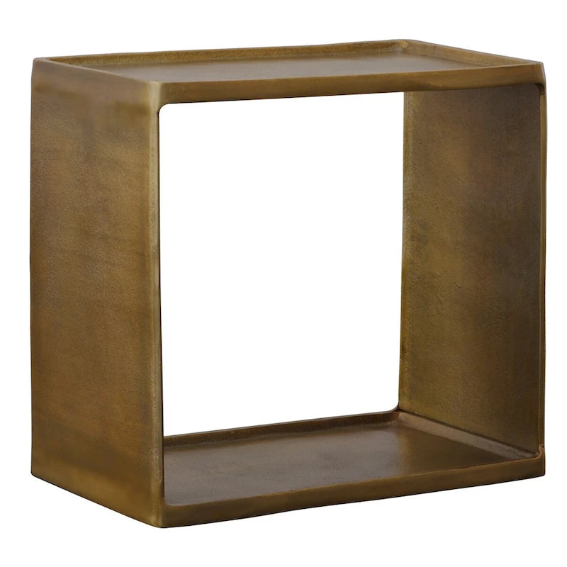 Antique Brass Aluminum Side Table – 20W x 19H x 12D