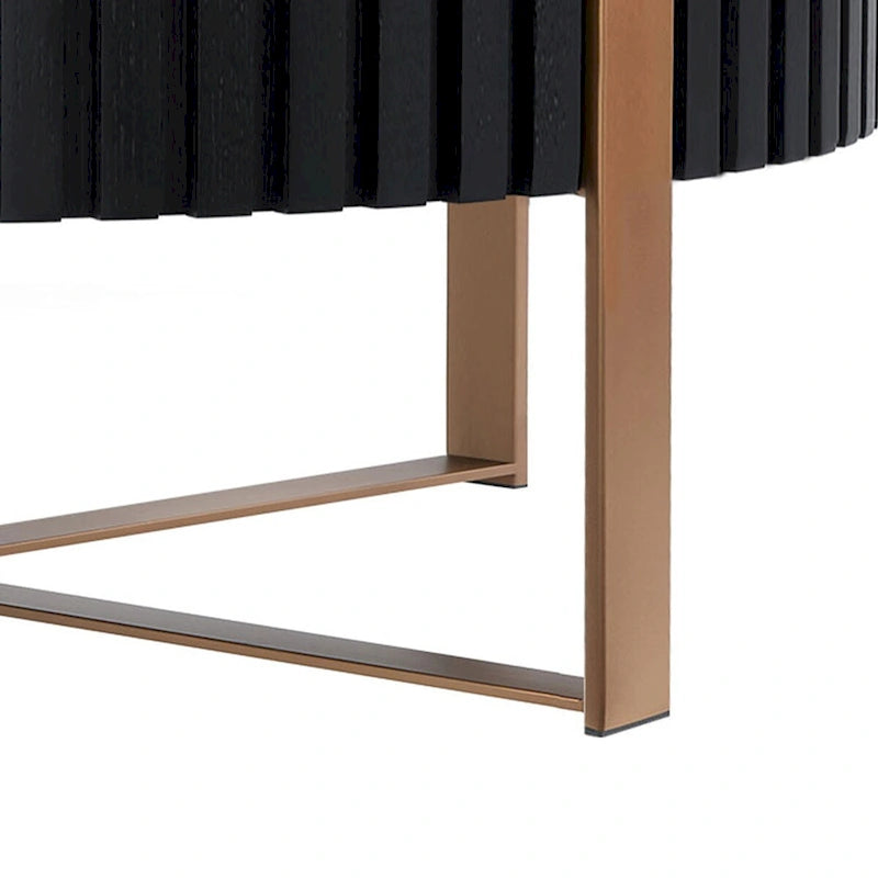 Walnut / Black / Natural Round Drum Coffee Table – 31.5" Pedestal Base, 1-Piece