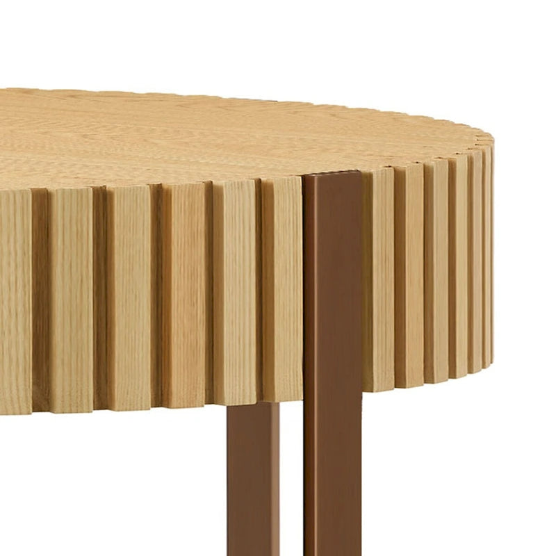 Walnut / Black / Natural Round Drum Coffee Table – 31.5" Pedestal Base, 1-Piece