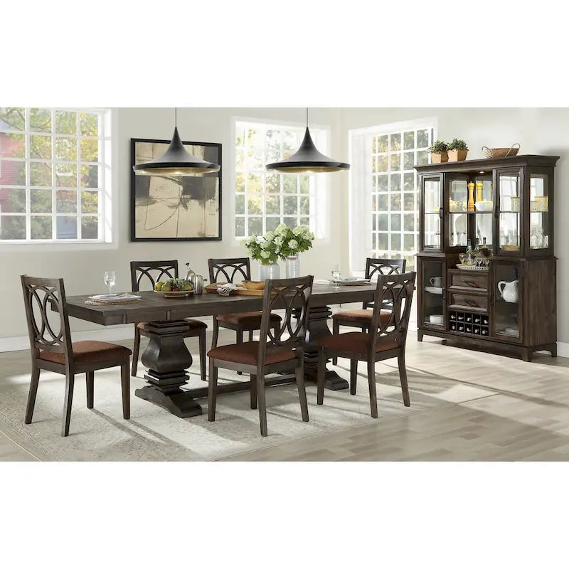 Espresso & Brown Fabric Dining Set – 1 Table + 2 Chairs, Seats 2