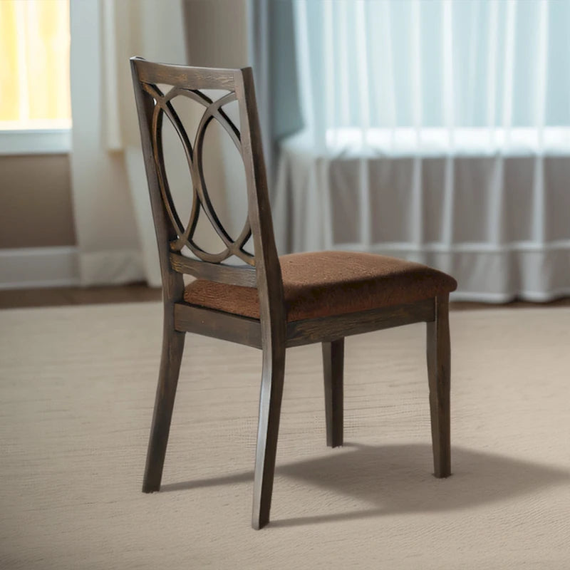 Espresso & Brown Fabric Dining Set – 1 Table + 2 Chairs, Seats 2