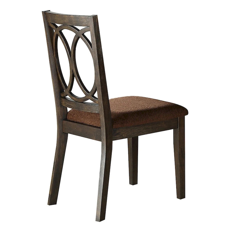 Espresso & Brown Fabric Dining Set – 1 Table + 2 Chairs, Seats 2