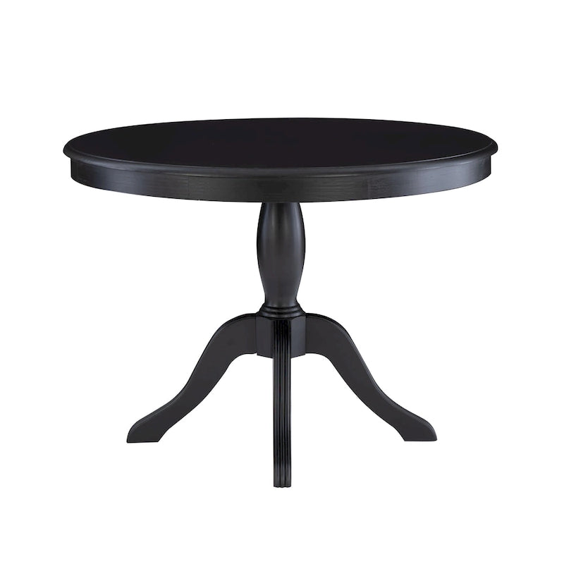 Black Solid Pine 3-Piece Dining Nook Set – Round Table & Storage Bench, Seats 3