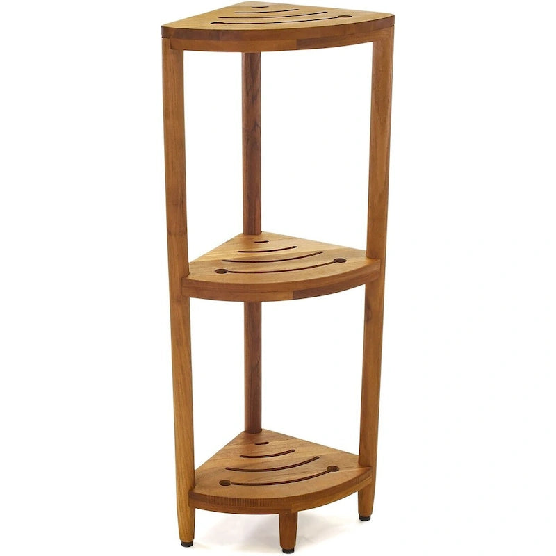 Teak Corner Bath Shelf – Multi-Tier, Indoor/Outdoor, 1 Person