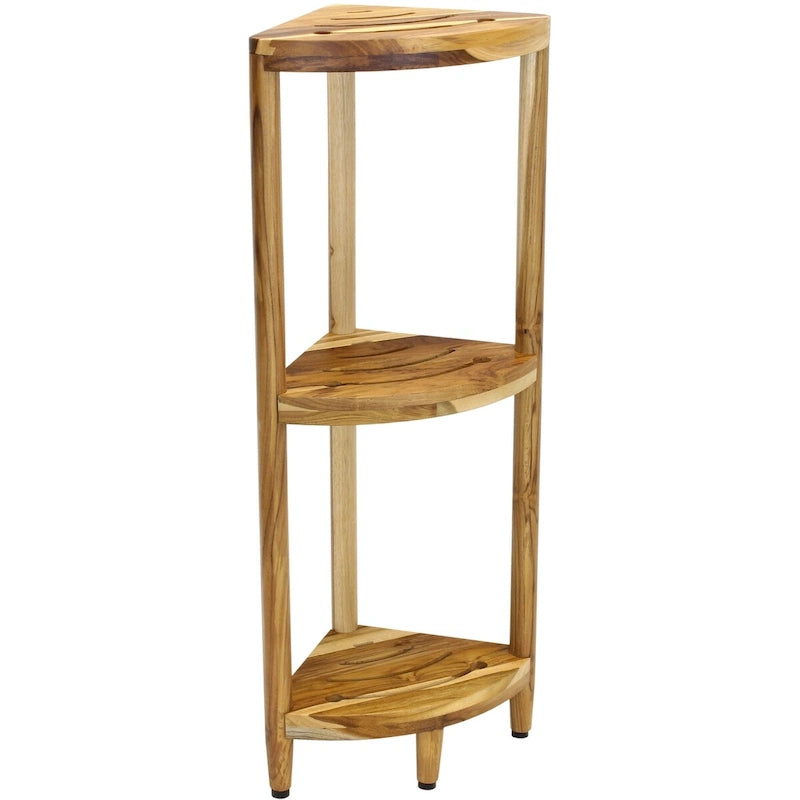 Teak Corner Bath Shelf – Multi-Tier, Indoor/Outdoor, 1 Person