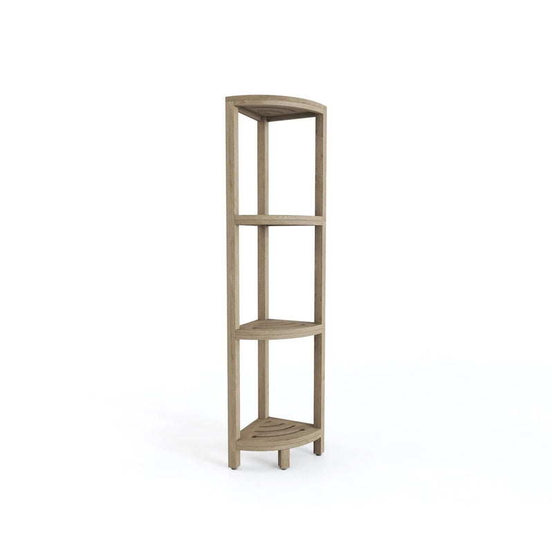 Teak Corner Bath Shelf – Multi-Tier, Indoor/Outdoor, 1 Person