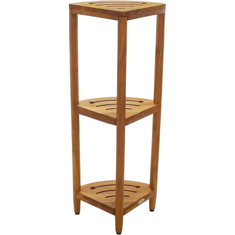 Teak Corner Bath Shelf – Multi-Tier, Indoor/Outdoor, 1 Person