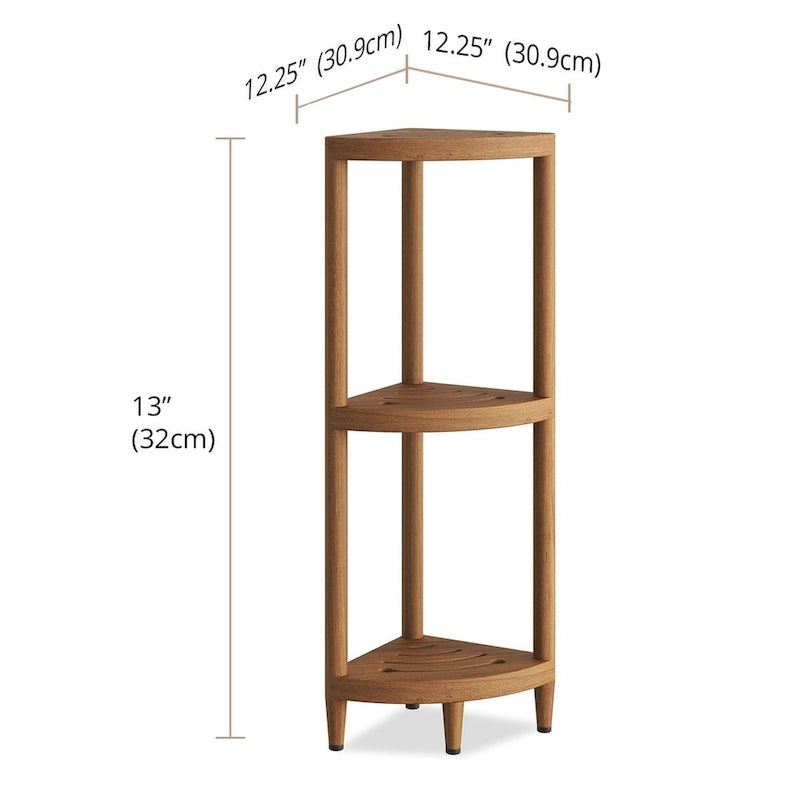Teak Corner Bath Shelf – Multi-Tier, Indoor/Outdoor, 1 Person