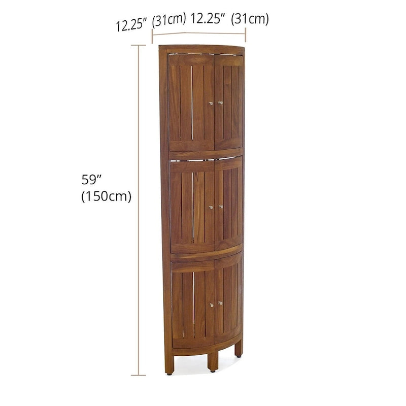 Teak Corner Bath Shelf – Multi-Tier, Indoor/Outdoor, 1 Person