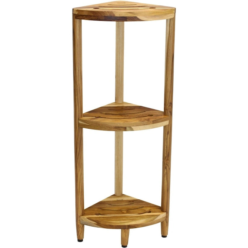 Teak Corner Bath Shelf – Multi-Tier, Indoor/Outdoor, 1 Person