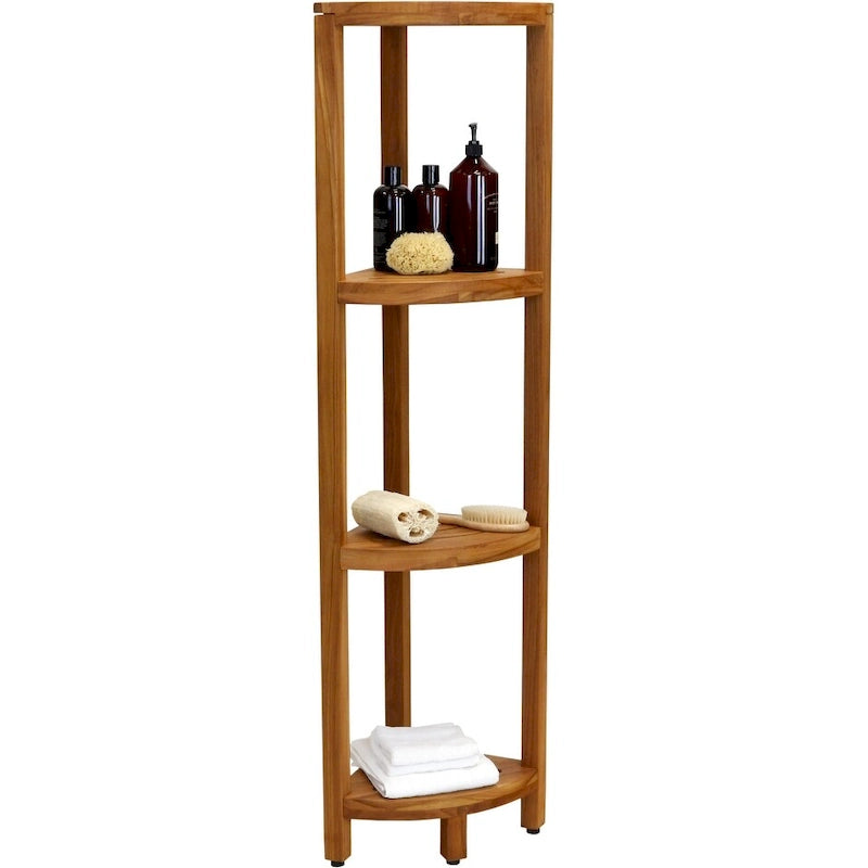 Teak Corner Bath Shelf – Multi-Tier, Indoor/Outdoor, 1 Person