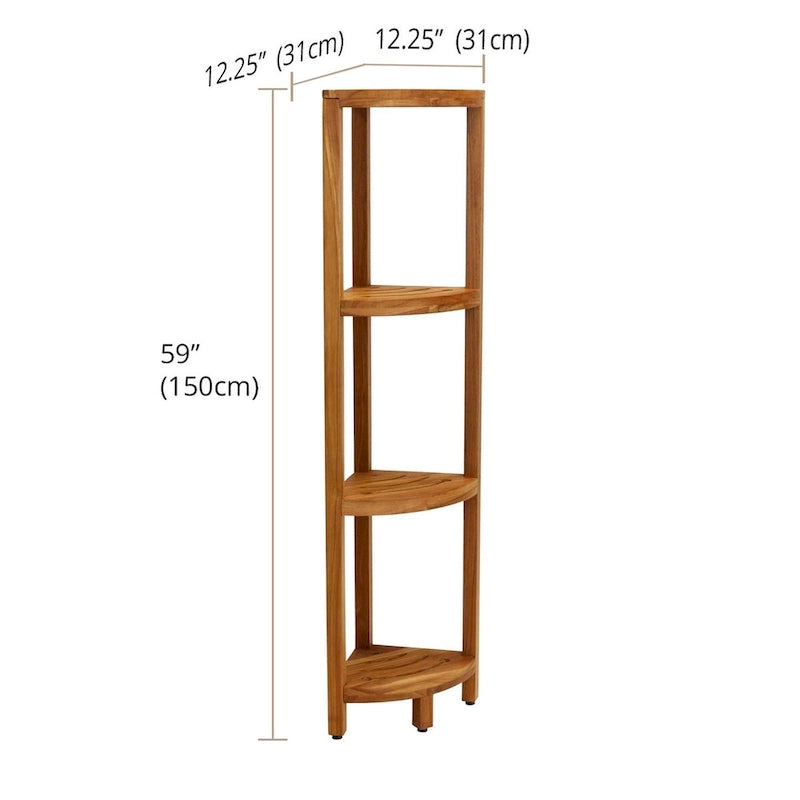 Teak Corner Bath Shelf – Multi-Tier, Indoor/Outdoor, 1 Person