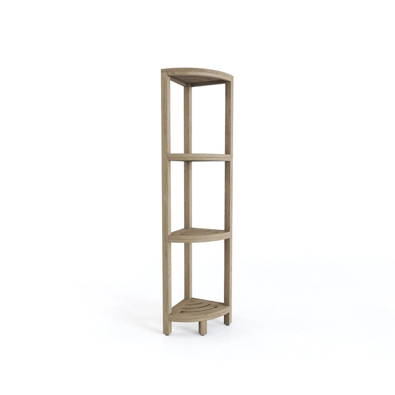 Teak Corner Bath Shelf – Multi-Tier, Indoor/Outdoor, 1 Person