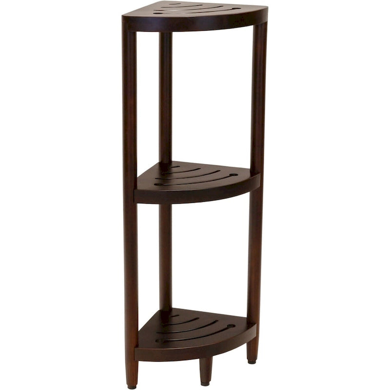 Teak Corner Bath Shelf – Multi-Tier, Indoor/Outdoor, 1 Person