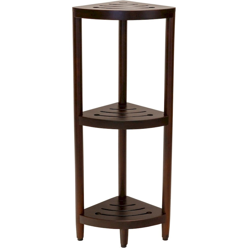 Teak Corner Bath Shelf – Multi-Tier, Indoor/Outdoor, 1 Person
