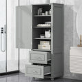 Grey / Black Freestanding Bathroom Storage Cabinet – 2 Drawers & Adjustable Shelf, Single Use