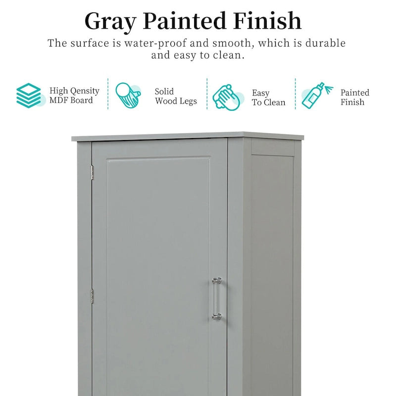 Grey / Black Freestanding Bathroom Storage Cabinet – 2 Drawers & Adjustable Shelf, Single Use