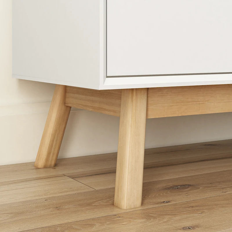 White Mid-Century 6-Drawer Dresser – Solid Wood, 2 Finish Options
