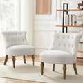 Beige / Teal / Grey Armless Tufted Accent Chair, Set of 2