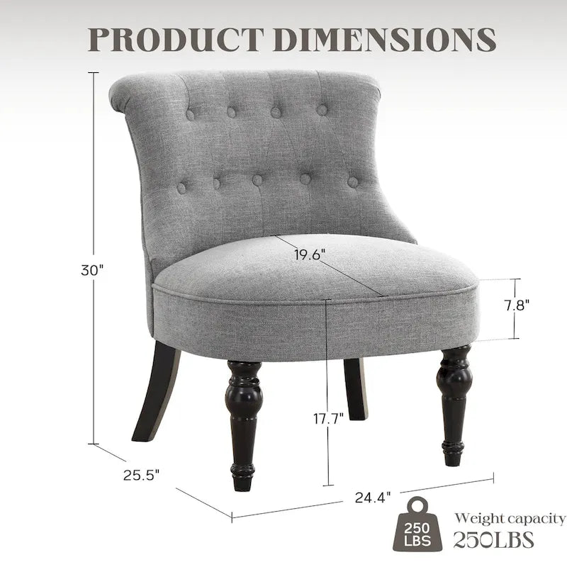 Beige / Teal / Grey Armless Tufted Accent Chair, Set of 2